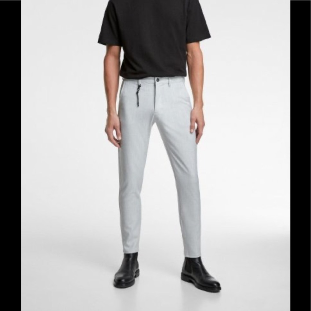 Zara Mens Dress Trouser Slacks Pant Size 31X30 Light Gray Business Career Wear